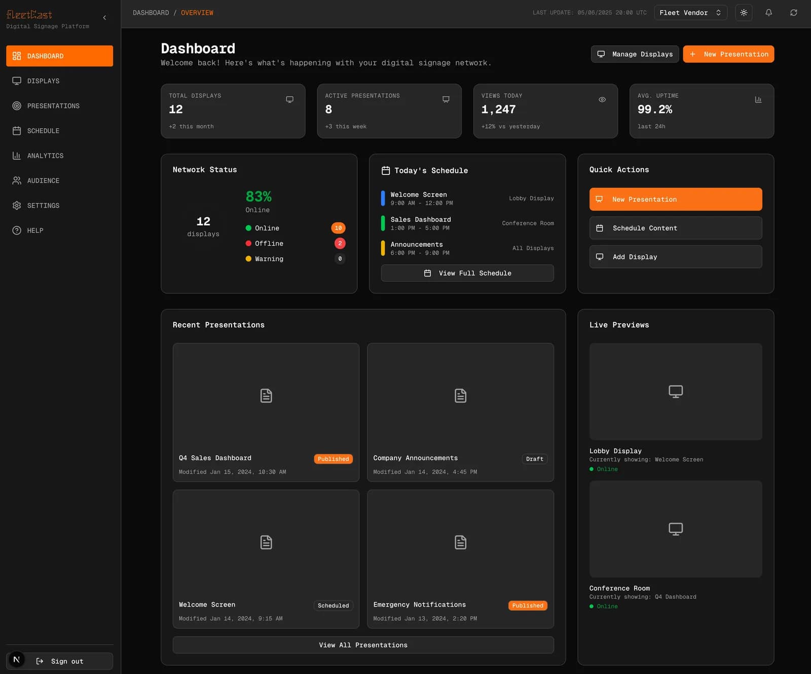 FleetCast editor preview
